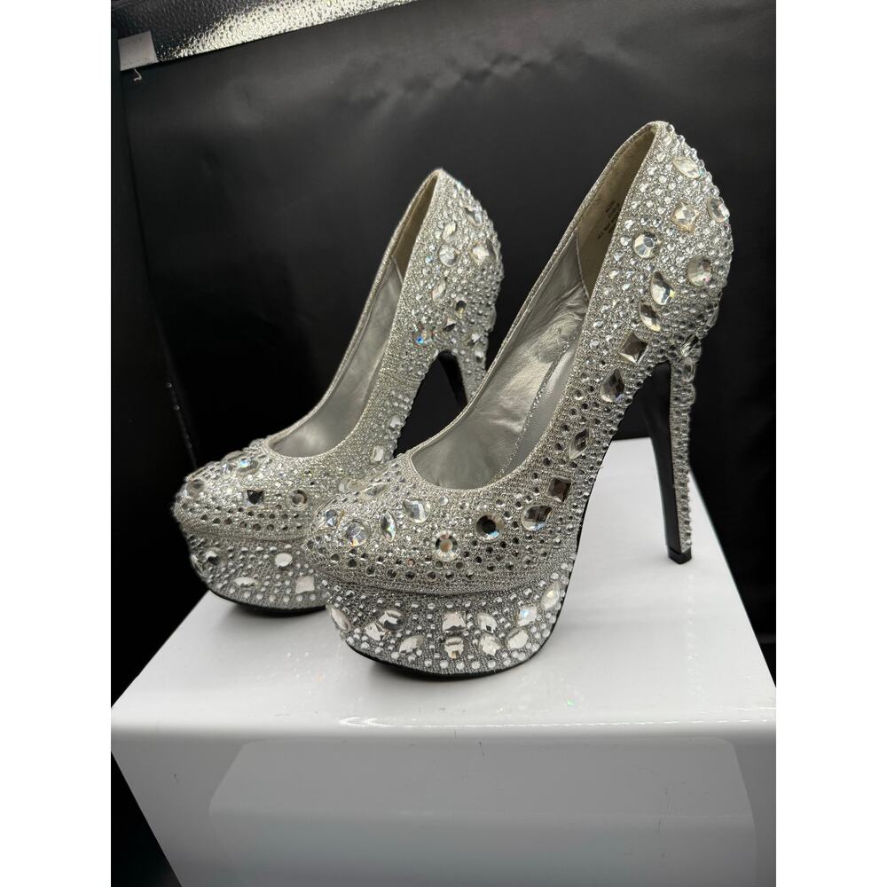 Charlotte Russe Silver Rhinestone 6” Stiletto Heels - Size 8W - Picture 8 of 10